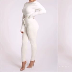 Luna Fluffy MESHKI leggings size M cream white